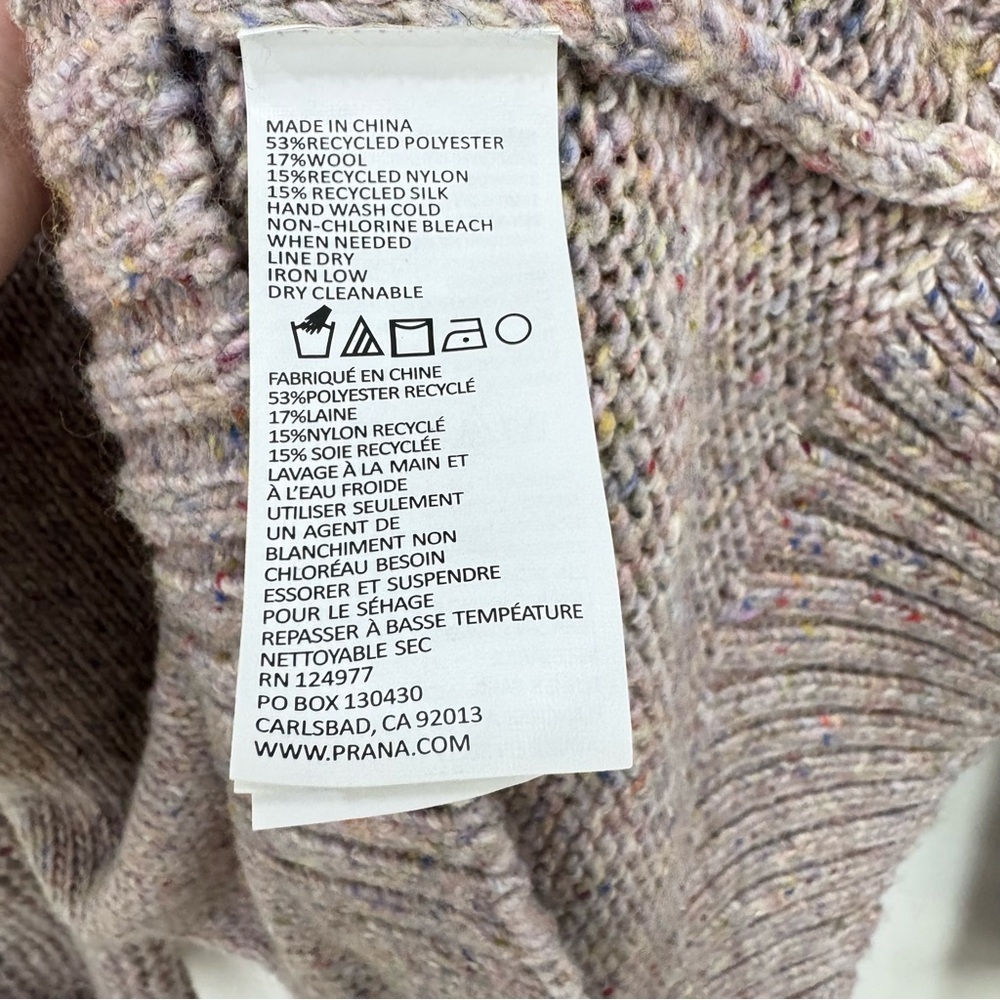 New Prana Honeycomb Knit Ibid Tunic Sweater beige silk wool blend Sz Medium - Picture 6 of 10